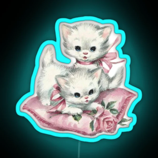 Coquette Vintage Cat RGB Neon Sign
