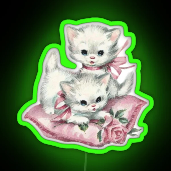 Coquette Vintage Cat RGB Neon Sign