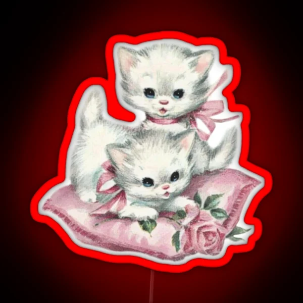 Coquette Vintage Cat RGB Neon Sign