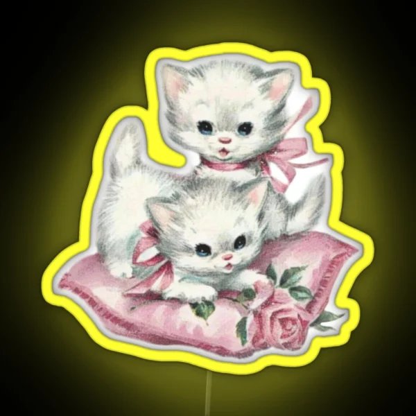 Coquette Vintage Cat RGB Neon Sign
