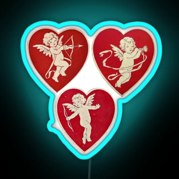 Coquette Vintage Cherub Heart RGB Neon Sign