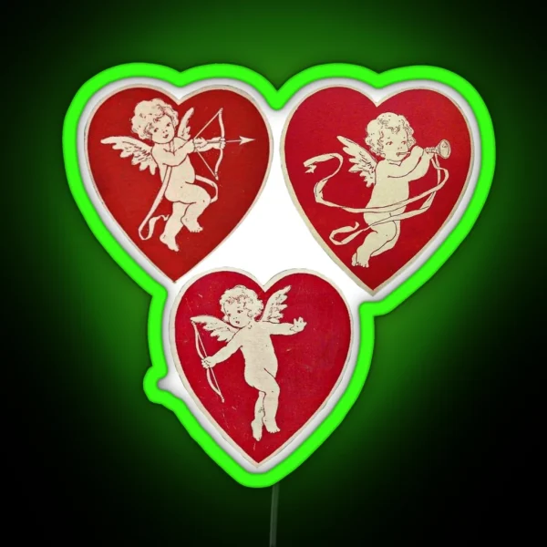 Coquette Vintage Cherub Heart RGB Neon Sign