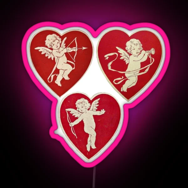 Coquette Vintage Cherub Heart RGB Neon Sign