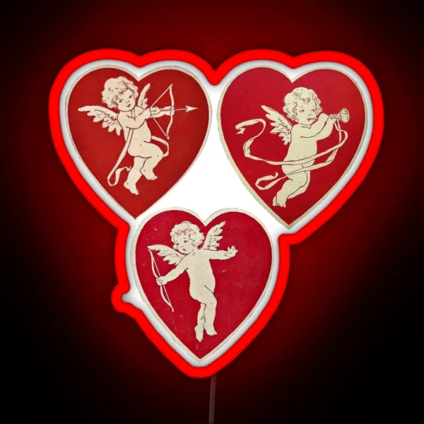 Coquette Vintage Cherub Heart RGB Neon Sign
