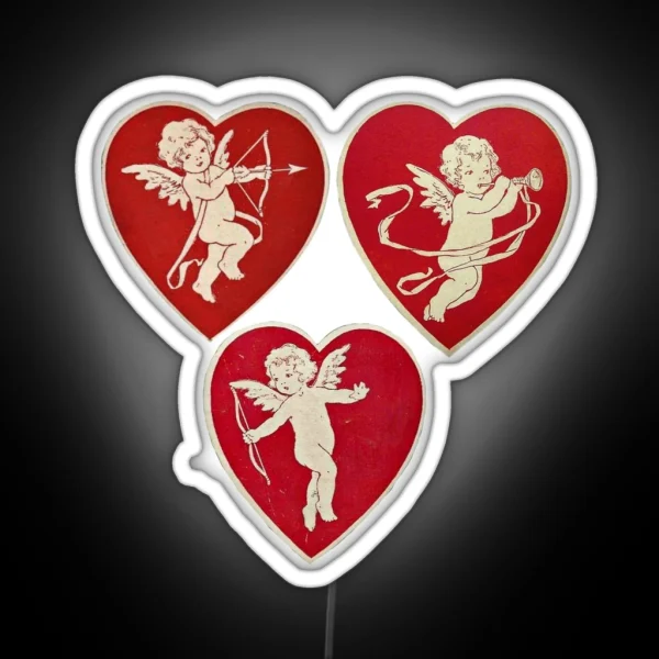 Coquette Vintage Cherub Heart RGB Neon Sign