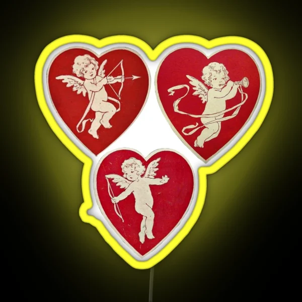 Coquette Vintage Cherub Heart RGB Neon Sign