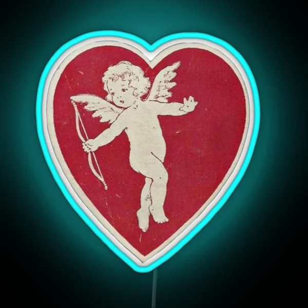 Coquette Vintage Cherub Heart RGB Neon Sign