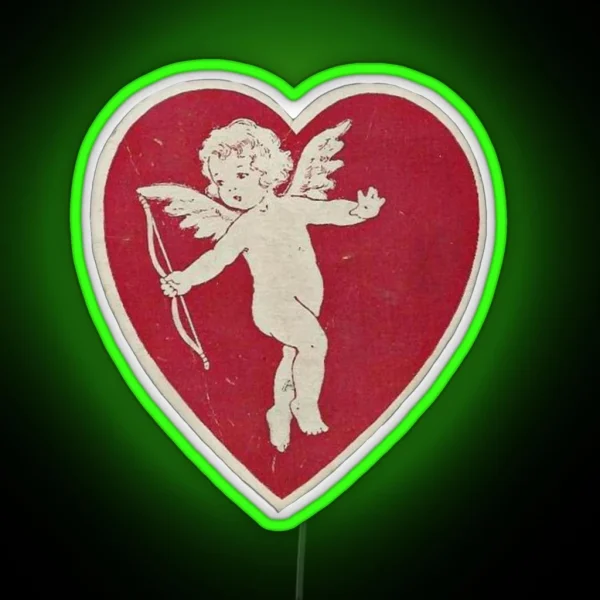 Coquette Vintage Cherub Heart RGB Neon Sign