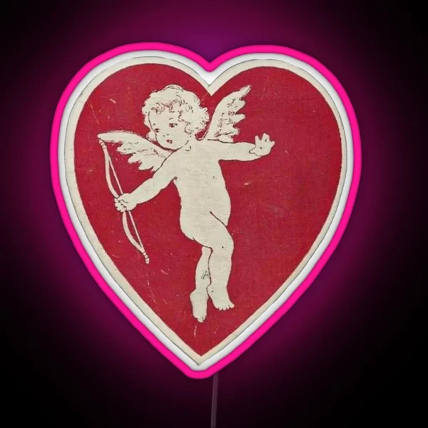 Coquette Vintage Cherub Heart RGB Neon Sign