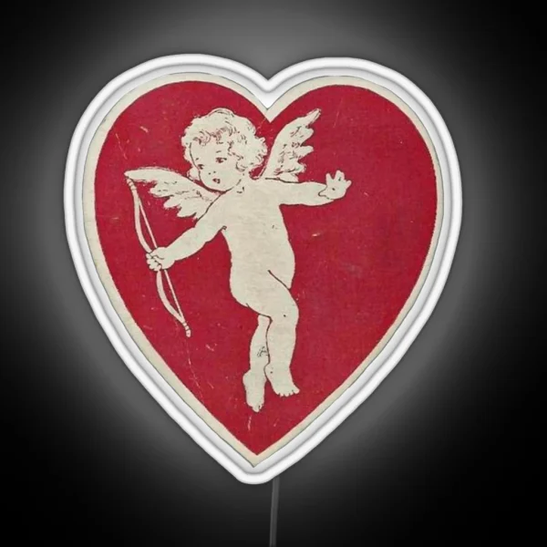 Coquette Vintage Cherub Heart RGB Neon Sign