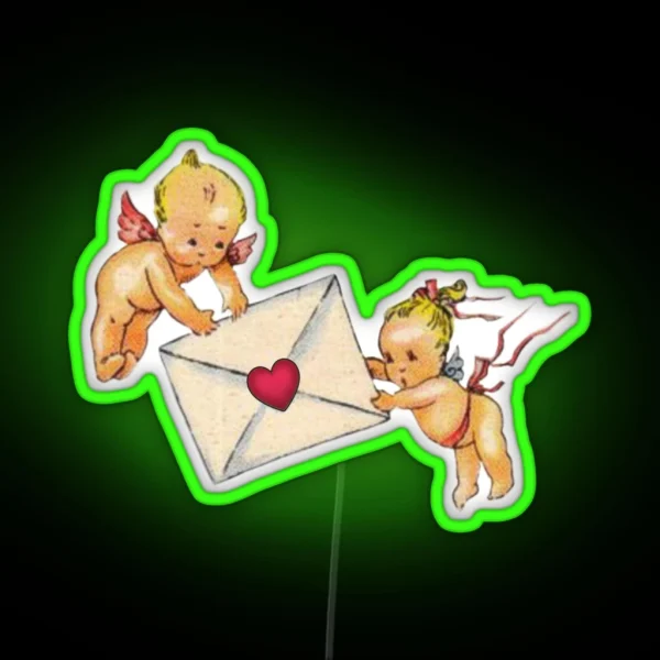 Coquette Vintage Cherub Love Letter RGB Neon Sign