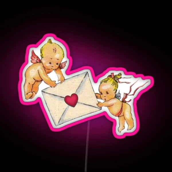 Coquette Vintage Cherub Love Letter RGB Neon Sign