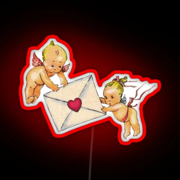 Coquette Vintage Cherub Love Letter RGB Neon Sign