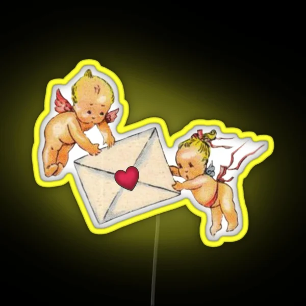 Coquette Vintage Cherub Love Letter RGB Neon Sign