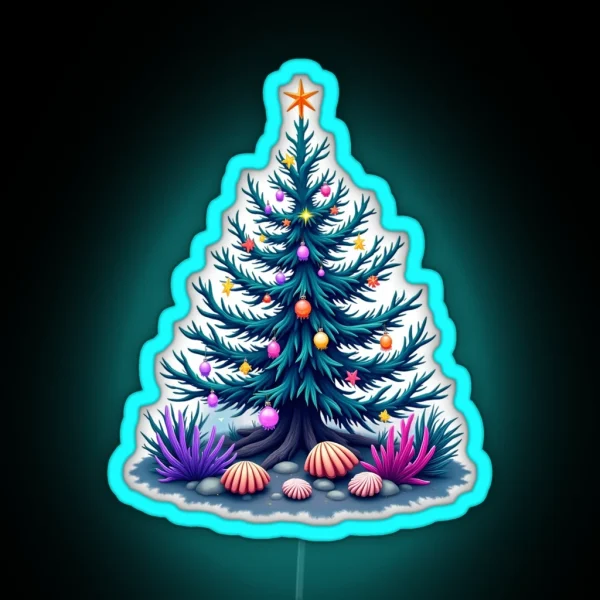 Coral Christmas Tree RGB Neon Sign