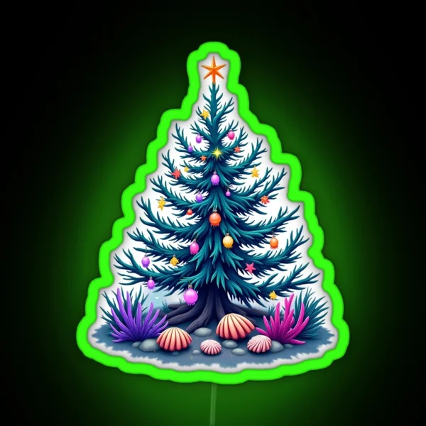 Coral Christmas Tree RGB Neon Sign