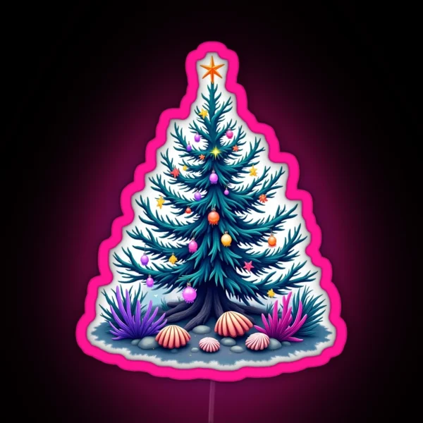 Coral Christmas Tree RGB Neon Sign