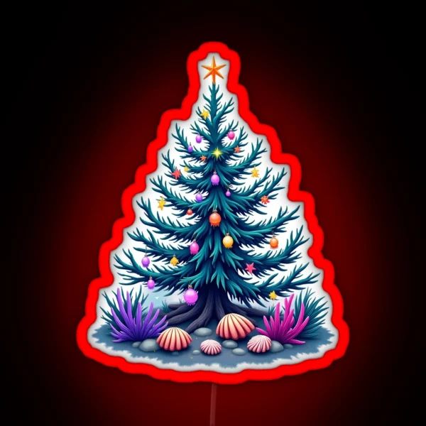 Coral Christmas Tree RGB Neon Sign