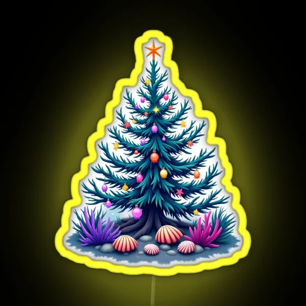 Coral Christmas Tree RGB Neon Sign