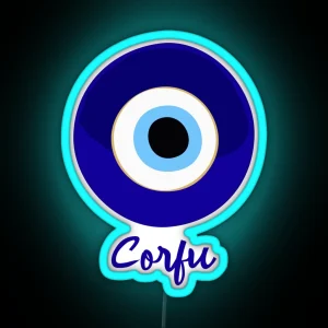 CORFU GREECE EVIL EYE Mati Blue White RGB Neon Sign