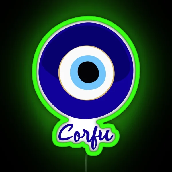 CORFU GREECE EVIL EYE Mati Blue White RGB Neon Sign
