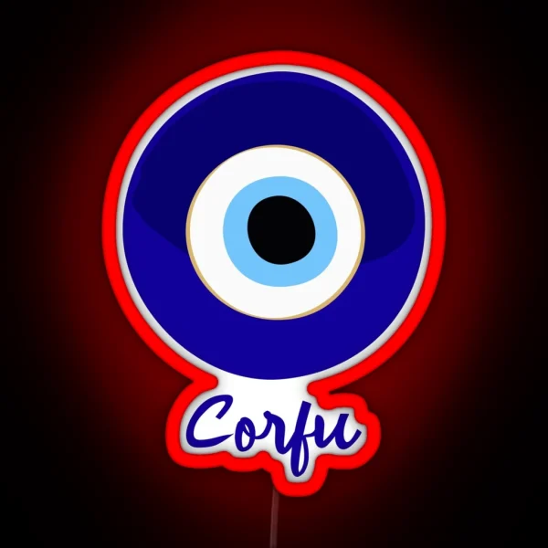CORFU GREECE EVIL EYE Mati Blue White RGB Neon Sign