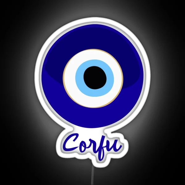 CORFU GREECE EVIL EYE Mati Blue White RGB Neon Sign