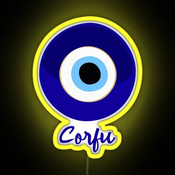 CORFU GREECE EVIL EYE Mati Blue White RGB Neon Sign