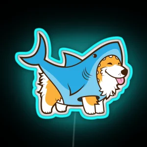 Corgi In A Shark Suit RGB Neon Sign