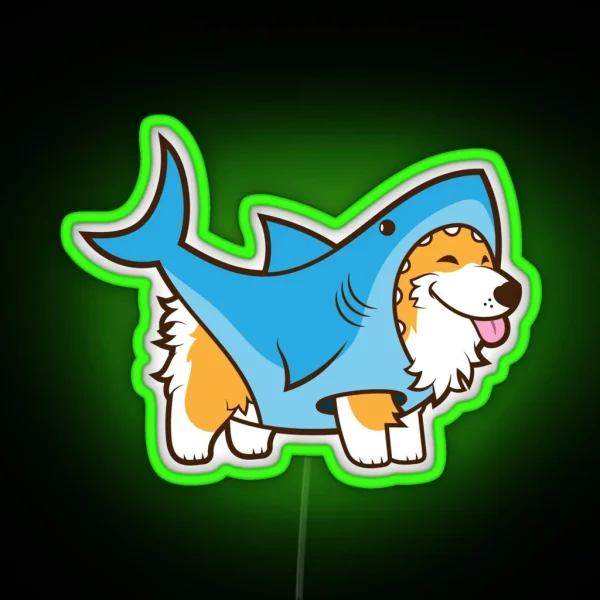 Corgi In A Shark Suit RGB Neon Sign