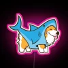 Vibrant RGB Neon Sign Featuring Corgi in Shark Costume Design