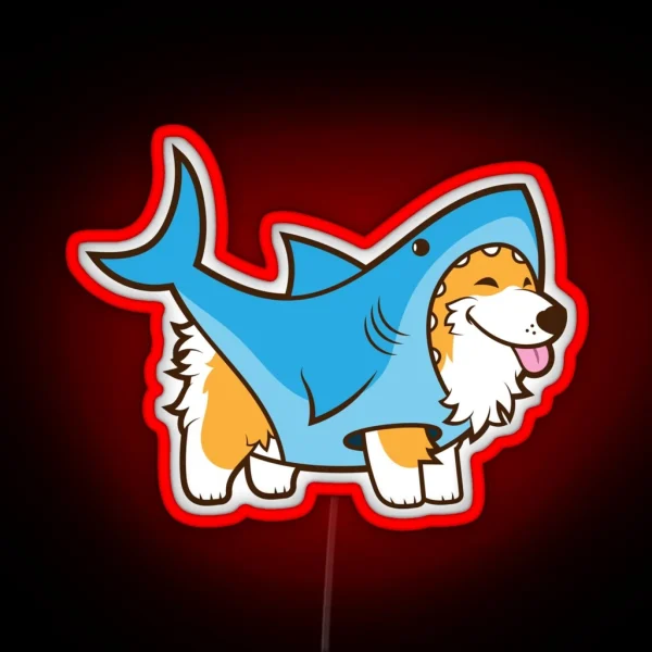 Corgi In A Shark Suit RGB Neon Sign