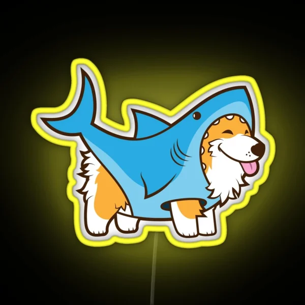 Corgi In A Shark Suit RGB Neon Sign