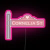 Vintage NYC Cornelia Street Neighborhood RGB Neon Sign Decoration Accent