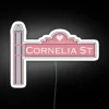 Customizable RGB LED street name sign with vibrant colorful illumination options