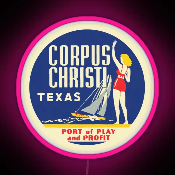 Corpus Christi Texas Vintage Travel Decal RGB Neon Sign