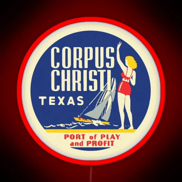 Corpus Christi Texas Vintage Travel Decal RGB Neon Sign