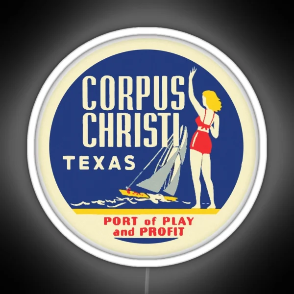 Corpus Christi Texas Vintage Travel Decal RGB Neon Sign