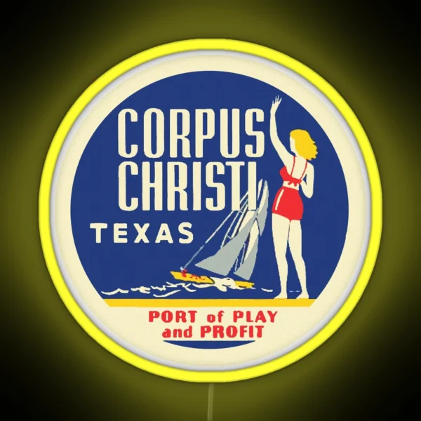 Corpus Christi Texas Vintage Travel Decal RGB Neon Sign