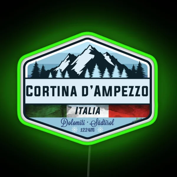 Cortina D Ampezzo Italy Italia Ski Skiing Led Led RGB Neon Sign