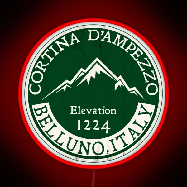 Cortina D Ampezzo Skiing Italy Dolomite Mountains RGB Neon Sign