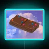 Galactic brownie treats suspended in neon sky ambiance artwork display.