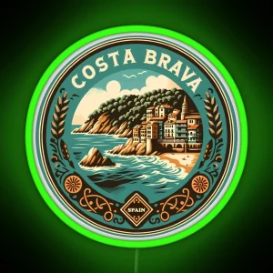 Costa Brava Spain Travel Art Badge RGB Neon Sign