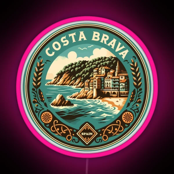 Costa Brava Spain Travel Art Badge RGB Neon Sign