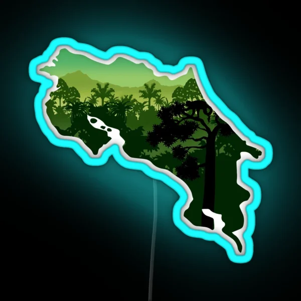 Costa Rica Map And Landscape RGB Neon Sign