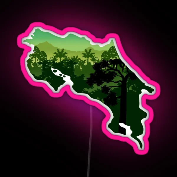 Costa Rica Map And Landscape RGB Neon Sign