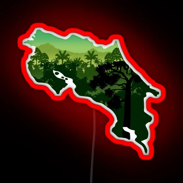Costa Rica Map And Landscape RGB Neon Sign