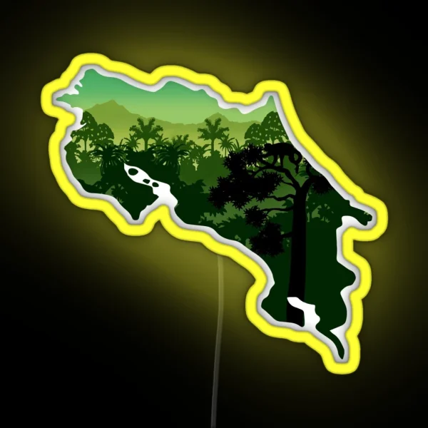 Costa Rica Map And Landscape RGB Neon Sign