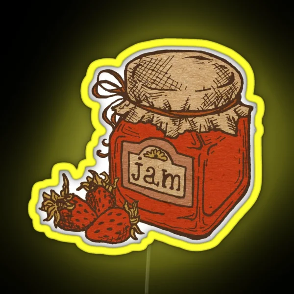Cottage Core Jam Illustration RGB Neon Sign