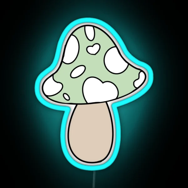 Cottagecore Sage Mushroom RGB Neon Sign